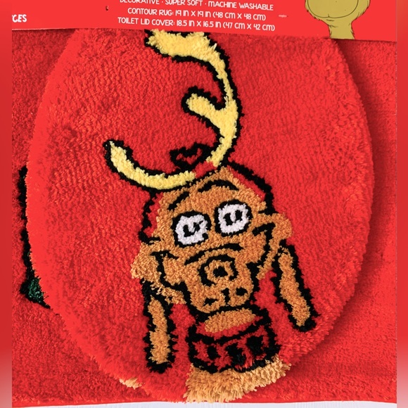 Dr Seuss The Grinch Christmas Holiday Reindeer Max Bath Set - 2-piece - Picture 2 of 5